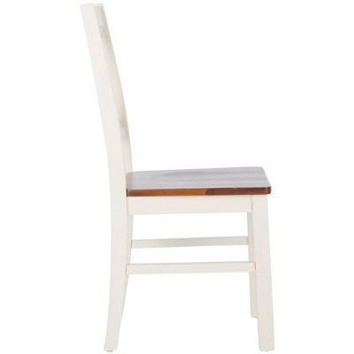 Akash White and Natural Wood Cross Back Dining Side Chair Set
