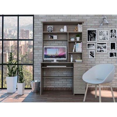 NicBex Home Office Desk 43.3" W Modern Computer Desk with 7 Open Shelves, Drawer, Cabinet and Wooden Frame for Office, Study, Living Room