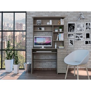 NicBex Home Office Desk 43.3" W Modern Computer Desk with 7 Open Shelves, Drawer, Cabinet and Wooden Frame for Office, Study, Living Room - 1 of 4