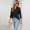 Women's Casual Tops V Neck Dressy Shirt Business Eyelet Embroidery Hollow-Out Blouse - 2 of 4