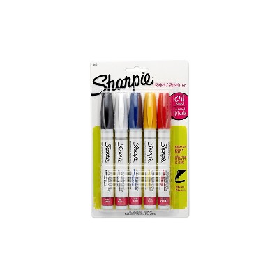 Paint Sharpie Oil Base Medium Point 5/PK AST 34971PP