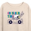 Women's - Peanuts - On Island Time Lightweight French Terry Wide Neck Long Sleeve Shirt - 2 of 4