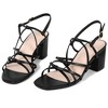 Allegra K Women's Square Toe Knots Strappy Ankle Strap Chunky Heels Sandals - 3 of 4