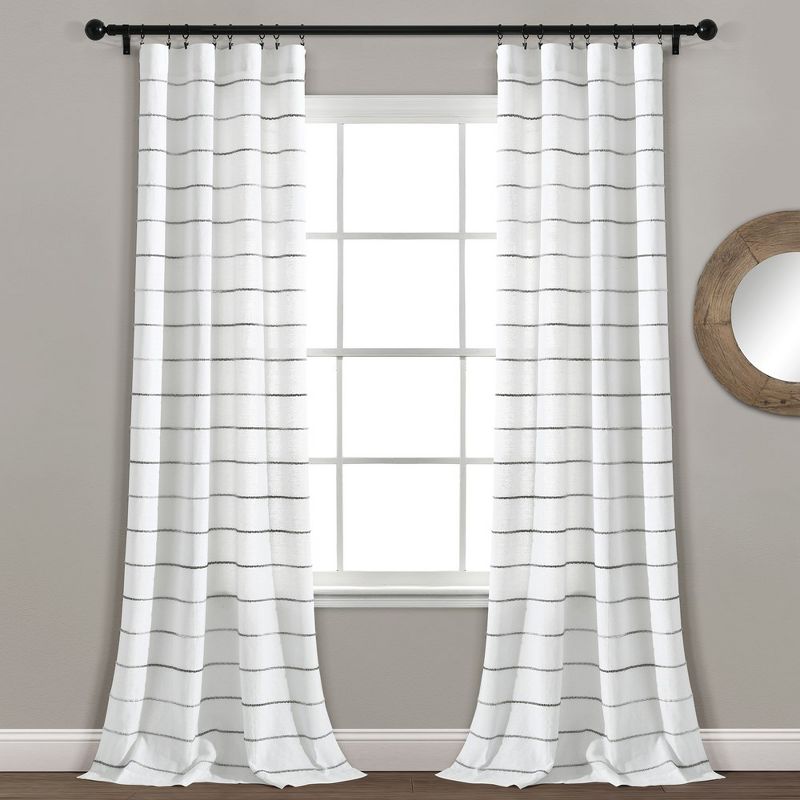Home Boutique Ombre Stripe Yarn Dyed Cotton Window Curtain Panels Gray/Multi 40X95 Set, 1 of 2