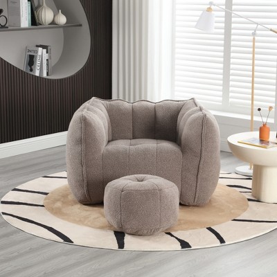 JUJABU Comfortable Square Lazy Sofa with Footstool, for Gaming, Reading & Relaxing in Bedroom or Living Room