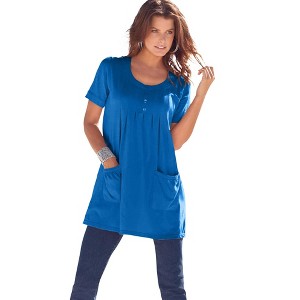 Roaman's Plus Size Two Pocket Soft Knit Swing Tunic - 1 of 4