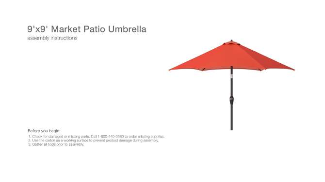 9' Round Outdoor Patio Market Umbrella with Black Pole - Threshold™, 2 of 8, play video