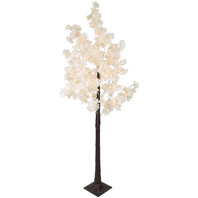 6' White Floral Outdoor LED Lighted Tree with Bendable Branches