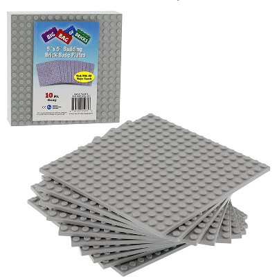 Big Bag of Bricks Grey Building Plates 5"x5", 10 Pack