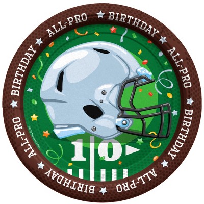Treasures Gifted Football Birthday Party Supplies - Dessert Plates - 16 Pack