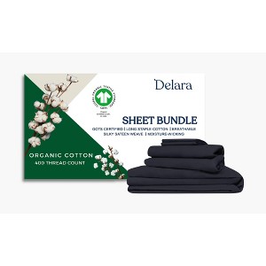Delara GOTS Certified 100% Organic Cotton Bedding Bundle, Long Staple, Moisture-Wicking, Smooth & Breathable Bedding Set - 1 of 4