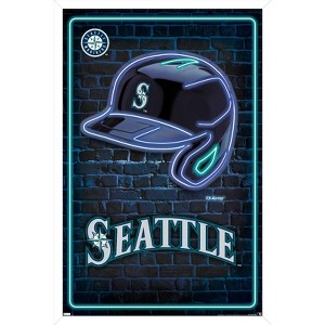 Trends International MLB Seattle Mariners - Neon Helmet 23 Framed Wall Poster Prints - 1 of 4