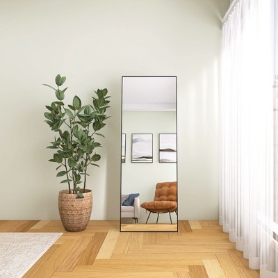 CAVINAS 59"x16" Rectangle Full Length Mirror,Leaning Floor Full Body Mirror with Metal Frame,Wall Mounted Mirror for Cloakroom