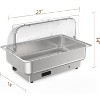 2 Pack Electric Chafing Dishes Buffet Set, 9 QT Stainless Steel Roll Top Catering Chafer Server Food Warmer with Cover for Party Wedding Banquet - 3 of 4