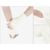 INSPIRE CHIC Women's Knit Lacework Wrist Thumb Hole Half Finger Sleeves Gloves for Christmas Windproof 1 Pair - 3 of 4