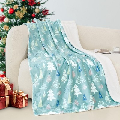 Comfort Ultra-Plush Flannel Blanket Christmas Plaid Christmas Tree.