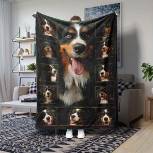 Bernese Mountain Dog Pattern Four Seasons Car Nap Blanket Flannel Blanket, Christmas Gift. - 1 of 4