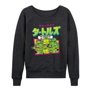 Women's - Teenage Muntant Ninja Turtles - Kanji Lightweight French Terry Wide Neck Long Sleeve Shirt - 1 of 4