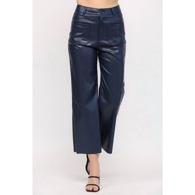 Women's Cropped Faux Leather Pants - Fate