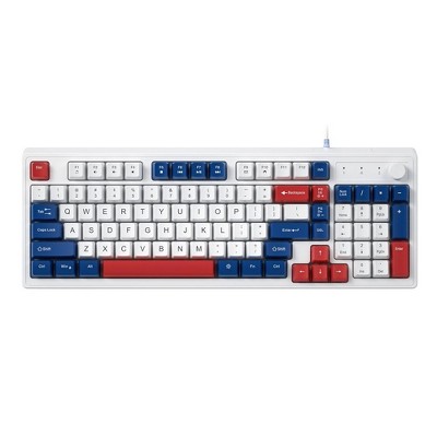 Wired gaming keyboard, 98-key keyboard, dual-color RGB with knob keyboard USB