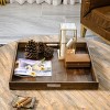 KINWELL Square Black Walnut Wood Serving Tray Ottoman Tray with Handles - 2 of 4