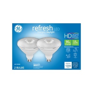 GE 2pk 90W Refresh PAR38 LED Outdoor Floodlights Daylight: 15W Dimmable, 1200 Lumens, E26 Base, Suitable for Wet Locations - 1 of 4