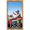PosterPalooza | 12x20 Thin Bamboo Picture Frame, UV Acrylic, 2 Finishes - Gold and Brown - 2 of 4