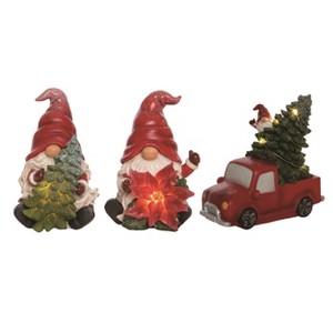 Transpac Resin Light Up Glitz Gnome Decor Set of 3 Christmas Home Decorations - 1 of 3