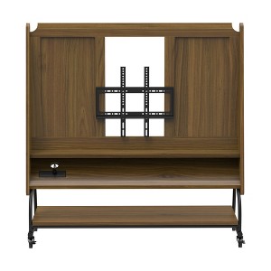 Racxily Mobile TV Stand with Mount for 50" TV, Adjustable Rolling Cart with Power Outlets & Projector Shelf, Black - 1 of 4