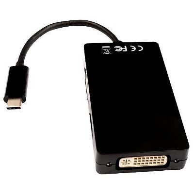  USB C Male/ Female, Black (V7UC-VGADVIHDMI-BLK) 