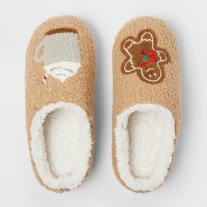 Adult Gingerbread Scuff Slippers - Wondershop™ Camel - 1 of 4