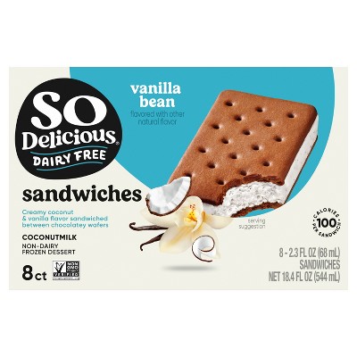 So Delicious Dairy Free Vanilla Bean Coconut Milk Frozen Dessert Sandwich - 8ct