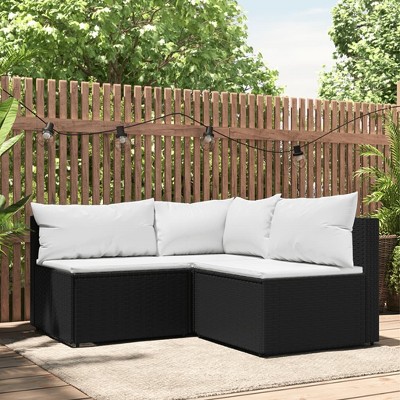 VidaXL 2 Piece Patio Lounge Set with Cushions Poly Rattan Gray