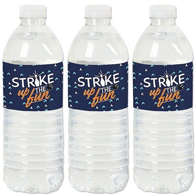 Big Dot of Happiness Strike Up the Fun - Bowling - Birthday Party or Baby Shower Water Bottle Sticker Labels - Set of 20