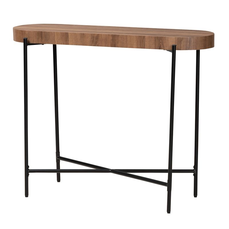Baxton Studio Savion Modern Industrial Walnut Brown Finished Wood and Black Metal Console Table, 2 of 8