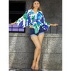LA LEELA Women's Open Front Summer Vacation Swimwear Mini Bathing Suit Beach Casual Beachwear Swim Suit Coverups Cover Top Dress Duster L-XL Leaf Blue - 2 of 4