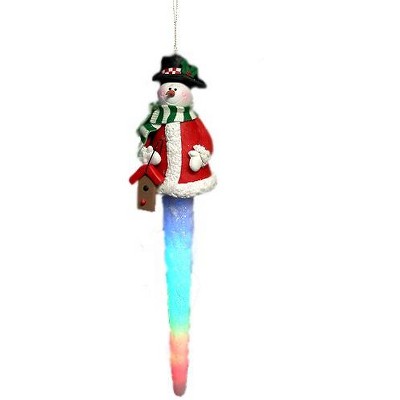 J. Hofert Co 10" LED Lighted Snowman In Top Hat Icicle Christmas Ornament - Red/White