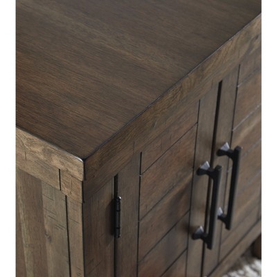 Rustic Brown Wood End Table with Storage Cabinet