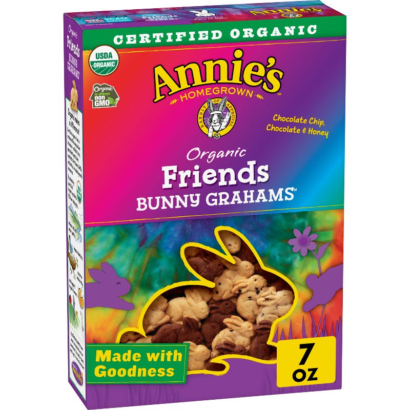 Annie&#39;s Organic Friends Bunny Grahams Chocolate Chip &#38; Honey Baked Snacks - 7oz, 1 of 14