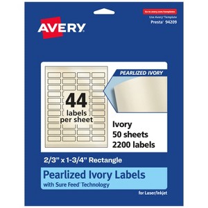 Avery Pearlized Ivory Rectangle Labels with Sure Feed Technology, Print-to-the-Edge, 2/3" x 1-3/4" - 1 of 4