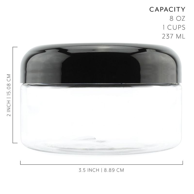 Cornucopia Brands Clear Plastic Jars w/ Black Plastic Lids 6pk; BPA Free for Bathroom, Kitchen, Crafts, 2 of 8