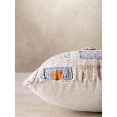Junia 20"x20" Multicolor Cotton Throw Pillow with Whimsical Design