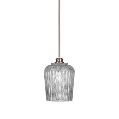 Toltec Lighting Cordova 1 - Light Pendant in  Brushed Nickel with 9" Silver Textured Shade