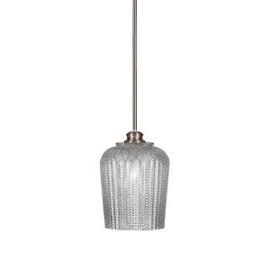 Toltec Lighting Cordova 1 - Light Pendant in  Brushed Nickel with 9" Silver Textured Shade - 1 of 2