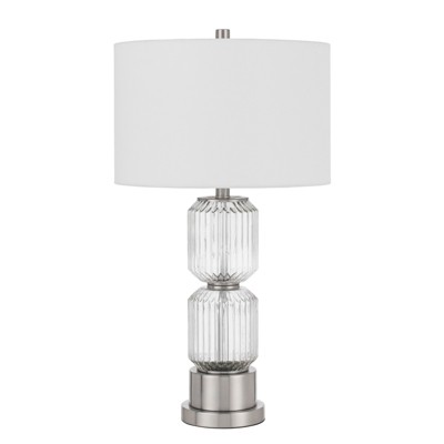 Cal Lighting Bresso fluted glass table lamp with hardback drum shade