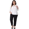 Agnes Orinda Women's Plus Size Pleated Keyhole Neck 3/4 Sleeve Business Casual Blouses - 3 of 4