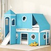 House Loft Bed with Tent Tower Small Windows Sturdy Twin Loft Bed Solid Wood Loft Bed Furniture Bunk Bed for Kids Teens Home Bedroom Living Room - 2 of 4