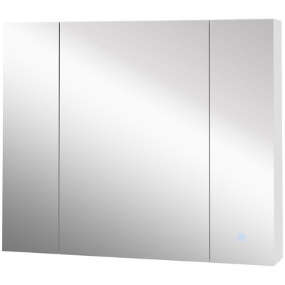White LED Wall-Mounted Medicine Cabinet with Mirror and USB Charging
