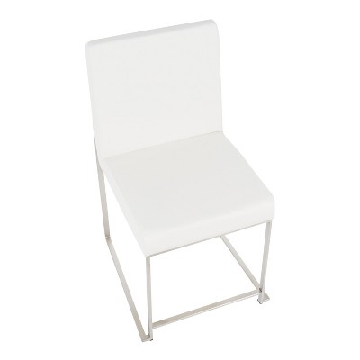 White Faux Leather High Back Metal Side Chair