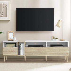 Chic Crate-80 Inch Modern Media Console – 3-Drawer TV Stand w/ Open Shelves & LED Light, Multi-Room Entertainment Center (Color-Matched) - 1 of 4